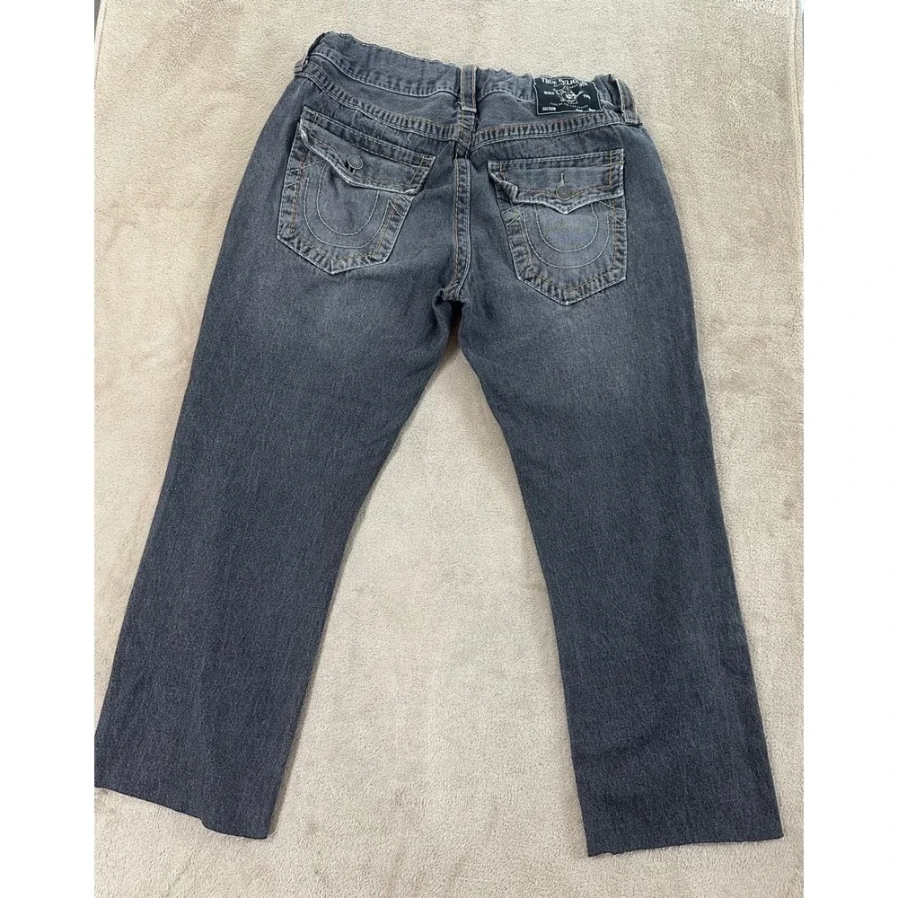 True Religion Ricky Relaxed Straight Big T Flap Jeans Mens size 36 Gray